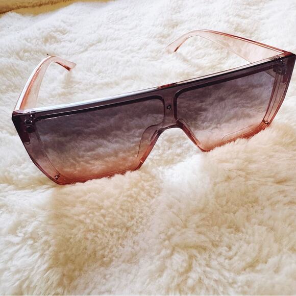 Greta Clear Pink Oversized Statement Sunglasses - Picture 3 of 9